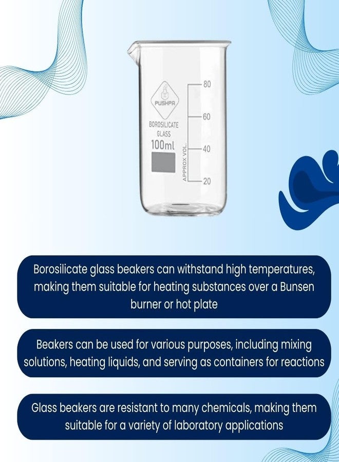 PUSHPA Borosilicate Glass Measuring Beaker With Graduation Marks For School Colleges And Chemistry Lab (100 ML, 1) - Image 4